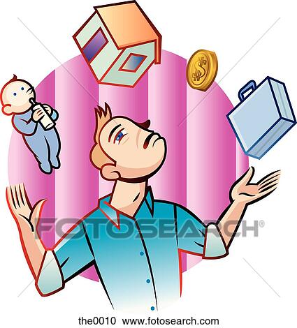 A man juggling his life View Large Illustration Clipart - A man juggling his life. Fotosearch