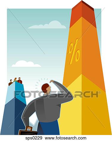 Stock Illustration - A man looking at sales figures. Fotosearch
