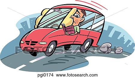 A man reading the owner's manual while driving with the airbag against his face View Large Illustration Stock Illustration - A man reading the owner's manual while driving with the airbag against his face. Fotosearch