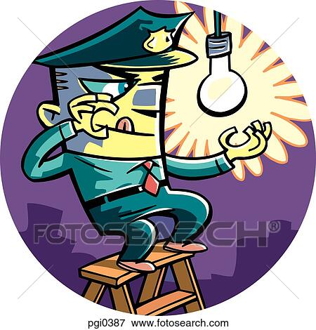 Stock Illustration - A man screwing in a light bulb. Fotosearch