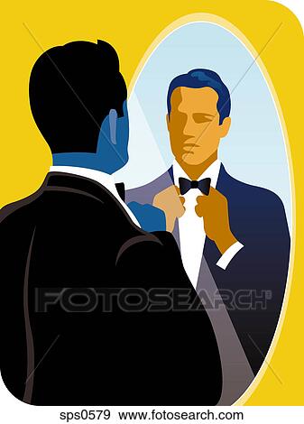 A man straightening his bow tie View Large Illustration Stock Illustration - A man straightening his bow tie. Fotosearch