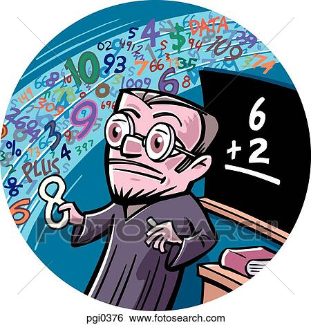 Stock Illustration - A math genius teaching maths. Fotosearch