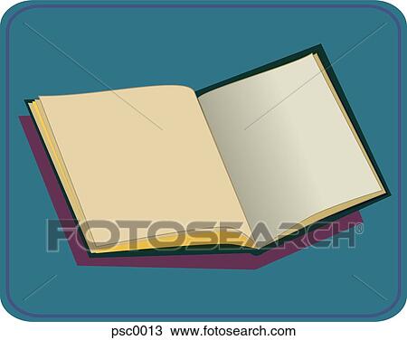 Drawing - A picture of an open book on a blue background. Fotosearch