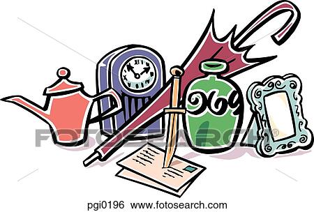 A Picture Of Various Bric A Brac Items Stock Illustration Pgi0196 Fotosearch