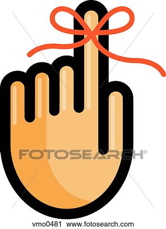 Clip Art - A reminder tied to a finger. Fotosearch