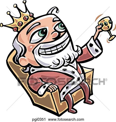 Clip Art - A royalty sitting in his throne, drinking. Fotosearch