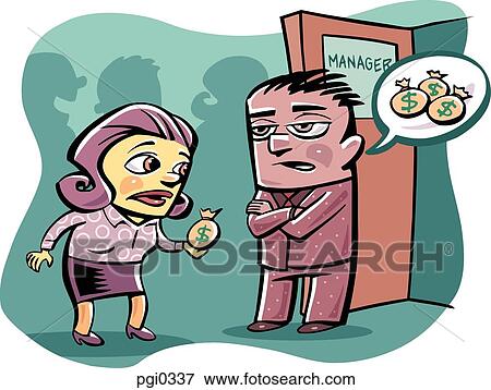 Stock Illustration - A sales manager demanding more sales from his staff. Fotosearch