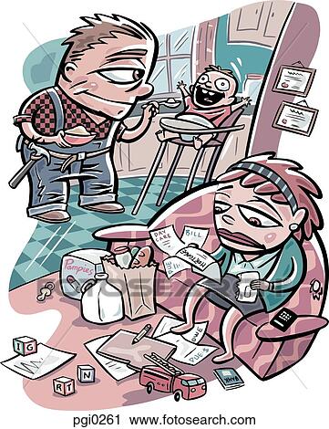 Clip Art - A scene in a busy household. Fotosearch