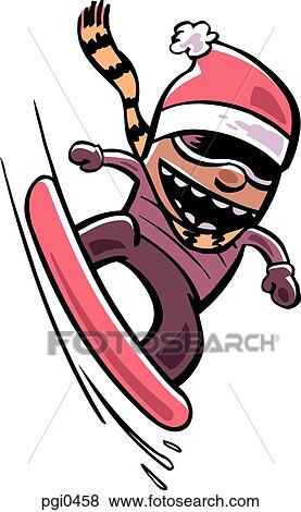 Stock Illustration - A snowboarder in his scarf and a woolen hat. Fotosearch