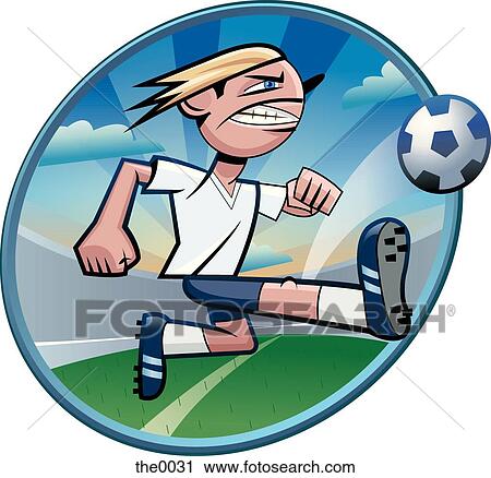Clip Art - A soccer player kicking a ball. Fotosearch