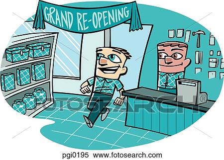 Stock Illustration - A store organising a grand re-opening. Fotosearch