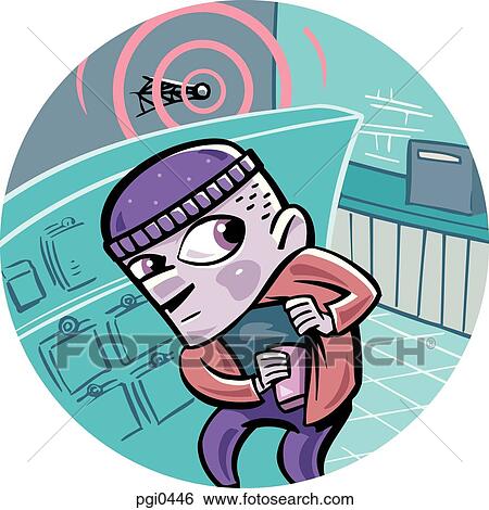 A thief caught stealing from the surveillance equipment View Large Illustration Stock Illustration - A thief caught stealing from the surveillance equipment. Fotosearch