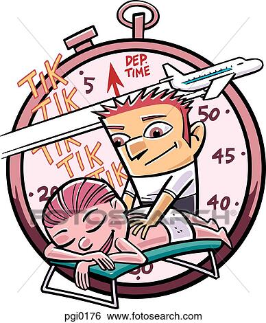 A woman getting a massage while waiting for her flight View Large Illustration Stock Illustration - A woman getting a massage while waiting for her flight. Fotosearch