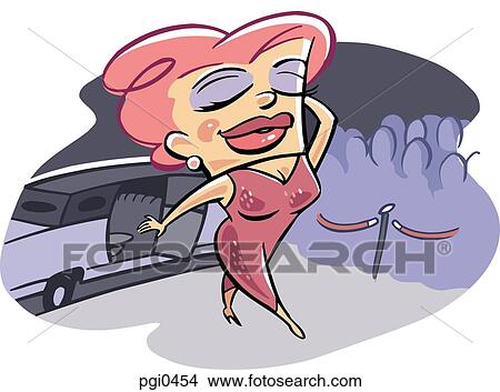 Stock Illustration - A woman walking out of a limousine. Fotosearch