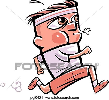 Clip Art - An athlete running a sprint. Fotosearch