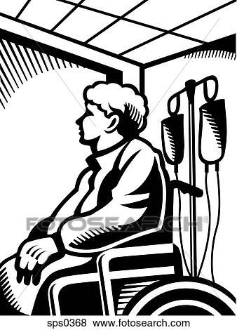 An elderly woman in a wheelchair in black and white View Large Illustration Stock Illustration - An elderly woman in a wheelchair in black and white. Fotosearch