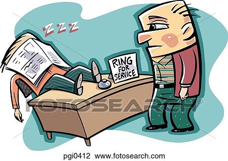 An employee sleeping during work hours View Large Illustration Drawing - An employee sleeping during work hours. Fotosearch