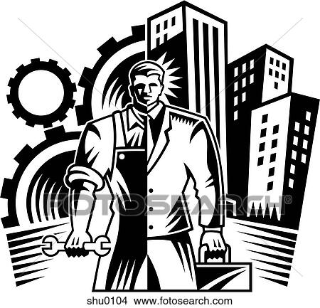 Stock Illustration - An illustration comparing blue collar vs. white collar. Fotosearch
