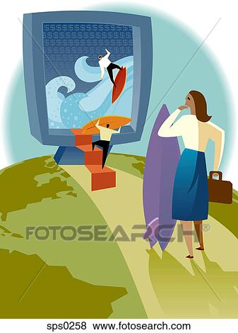 Stock Illustration - An illustration of a group of net surfers. Fotosearch