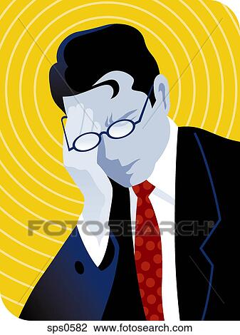 Drawing - An illustration of a stressed business. Fotosearch