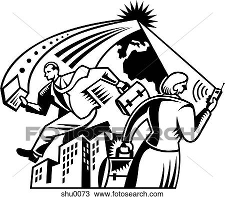 Drawing - An illustration of business communication between two people. Fotosearch
