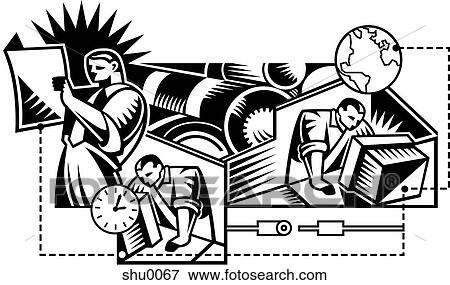 An illustration of men working to meet a deadline View Large Illustration Stock Illustration - An illustration of men working to meet a deadline. Fotosearch