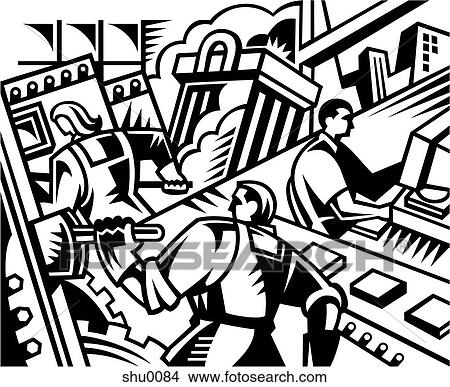 Stock Illustration - An illustration of various business operations. Fotosearch