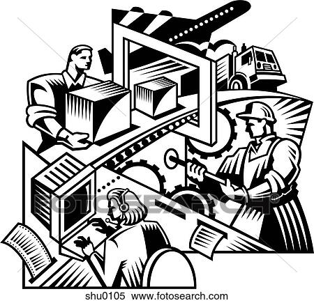 Stock Illustration - An illustration of various business processes in shipping and receiving. Fotosearch