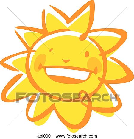 An image of a smiling sun View Large Illustration Clip Art - An image of a smiling sun. Fotosearch