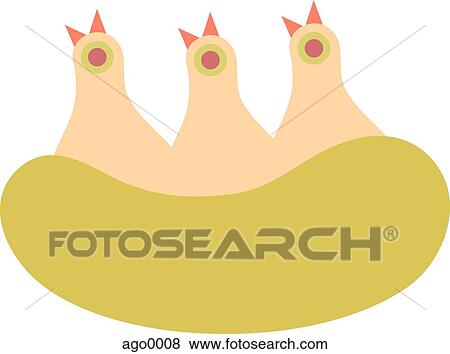 An image of three birds in a nest View Large Illustration Stock Illustration - An image of three birds in a nest. Fotosearch