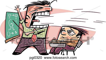 An irate teacher shouting at a boy in a classroom View Large Illustration Clipart - An irate teacher shouting at a boy in a classroom. Fotosearch