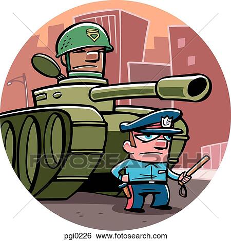 Army tank and policeman View Large Illustration Stock Illustration - Army tank and policeman. Fotosearch