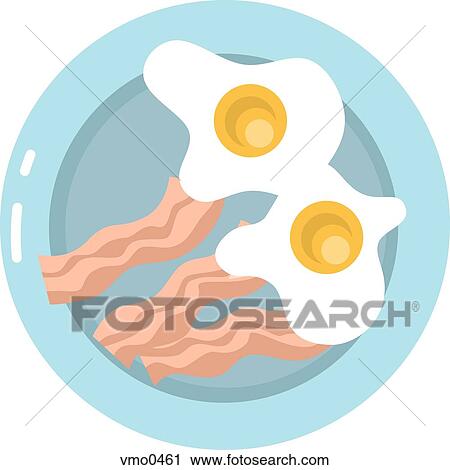 Bacon and eggs on a plate View Large Illustration Clip Art - Bacon and eggs on a plate. Fotosearch