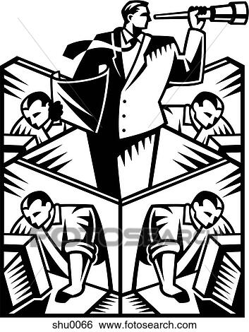 Big Brother - a man looks through a telescope while a group of men work on computers below him View Large Illustration Stock Illustration - Big Brother - a man looks through a telescope while a group of men work on computers below him. Fotosearch