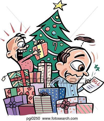 Clipart - Christmas surprises and expenses. Fotosearch