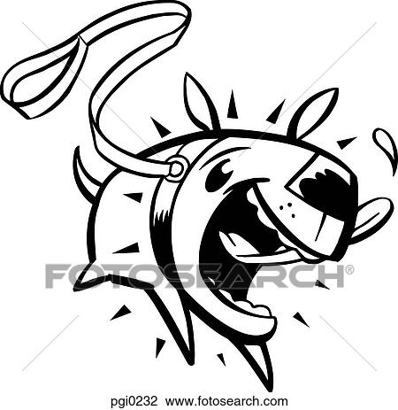 Dog running with a leash around his neck View Large Illustration Drawing - Dog running with a leash around his neck. Fotosearch