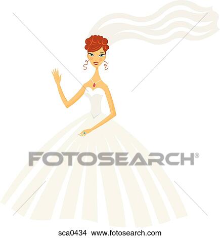 Stock Illustration - Drawing of a bride in her gown. Fotosearch