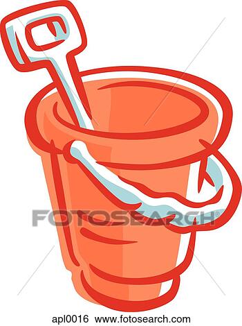 Stock Illustration - Drawing of a bucket with a spade. Fotosearch