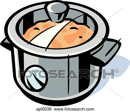Drawing of a cooker with food being prepared View Large Illustration Stock Illustration - Drawing of a cooker with food being prepared. Fotosearch