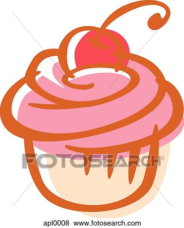 Drawing of a cupcake View Large Illustration Stock Illustration - Drawing of a cupcake. Fotosearch