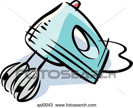 Drawing - Drawing of a handheld electric mixer. Fotosearch