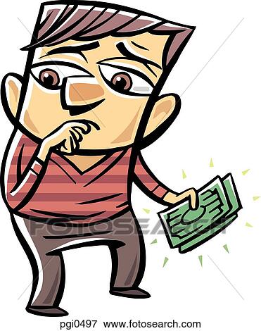 Drawing of a man holding money View Large Illustration Stock Illustration - Drawing of a man holding money. Fotosearch