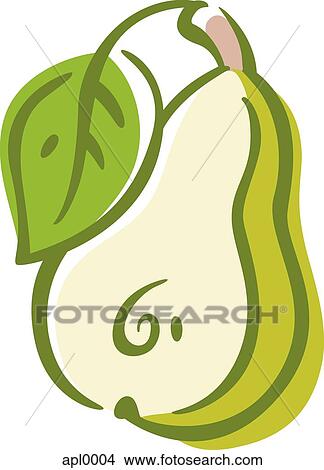 Stock Illustration - Drawing of a pear, cut side down. Fotosearch