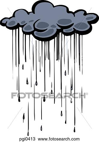 Drawing - Drawing of a rain cloud. Fotosearch