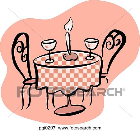 Drawing of a romantic table setting with two wine glasses and a candle View Large Illustration Stock Illustration - Drawing of a romantic table setting with two wine glasses and a candle. Fotosearch