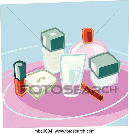 Drawing of a set of cosmetics products View Large Illustration Stock Illustration - Drawing of a set of cosmetics products. Fotosearch