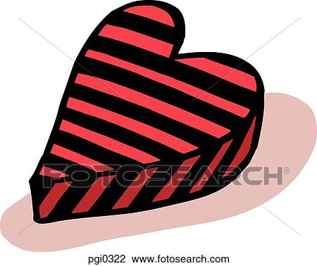 Drawing - Drawing of a striped heart. Fotosearch