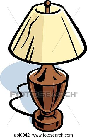 Drawing - Drawing of a table lamp. Fotosearch