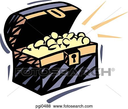 Stock Illustration - Drawing of a treasure chest. Fotosearch