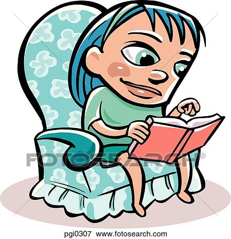Stock Illustration - Drawing of a woman reading a book. Fotosearch